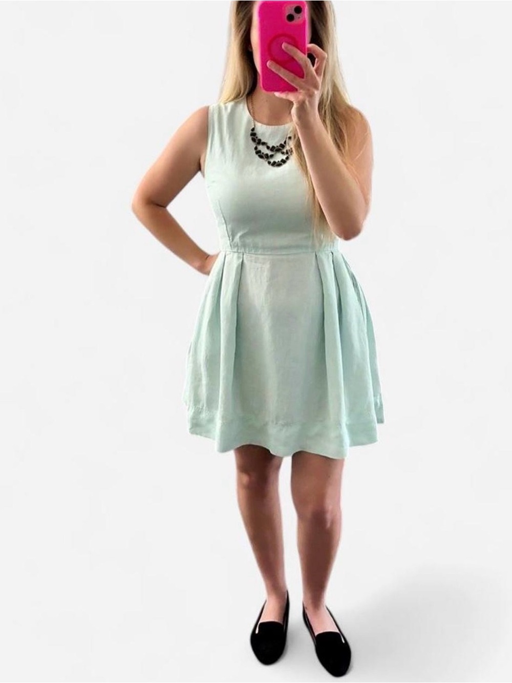 GAP Mint Green Sleeveless Pleated Waist Dress